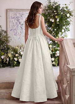 Andracas Creme A-Linien-Abendkleid mit 3D-Blumenmuster image6