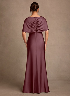 Azazie Dosia Suknie dla Matki Panny Młodej Osłona Pofałdowany Satyna elastyczna Długość podłogi Sukienka image3