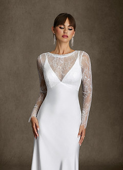 Azazie Indiah Wedding Dresses Diamond White Mermaid Stretch Satin Dress image3