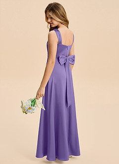 Azazie Kiki Junior Tahiti A-Line Bow Stretch Satin Dress image2