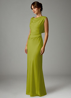 Azazie Kieryn Brudtärnklänningar Klä av Sjöjungfru i Stretch Satin Plisserad Citrongräs image3