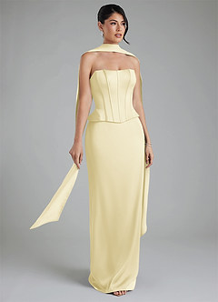 Azazie River Bridesmaid Dresses Lemon Sorbet Sheath Corset Stretch Satin Convertible Dress image8