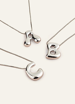 front Bubble Letter Pendant Necklace