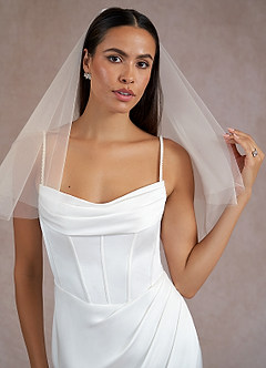 front Hezal Elbow Length Veil With Blusher