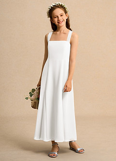 Azazie Tater Junior Formal vestidos de niña de las flores Vestido de Marfil de Gasa de Corte En A con Plisado image1