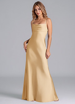 Azazie Seema Bridesmaid Dresses Gold Mermaid Corset Stretch Satin Dress image3