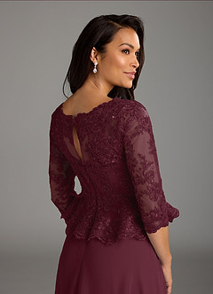 Azazie Averie vestidos de madre de la novia Vestido de Cabernet de Gasa de Corte En A con Cuello barco Lentejuelas image5