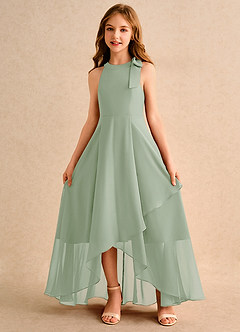 Azazie Boop Junior Formal vestidos de niña de las flores Vestido de Salvia Polvorienta de Gasa de Corte En A con Lazo image5