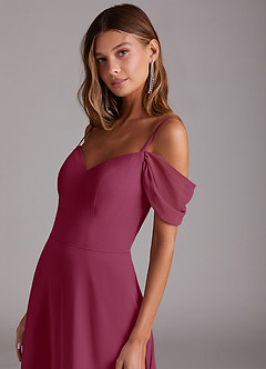 Azazie Marley Bridesmaid Dresses Mulberry A-Line Off the Shoulder Chiffon Convertible Dress image8