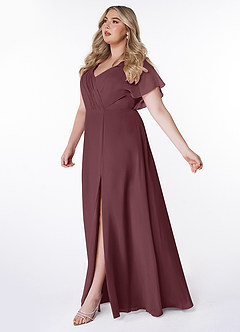 Azazie Rylee Bridesmaid Dresses Sangria A-Line Pleated Chiffon Dress image8