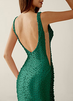 Roxana Dark Green V-neck Hot Rhinestones Corset Prom Dress image6