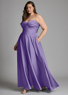 Azazie Meleena Bridesmaid Dresses Tahiti A-Line Strapless Stretch Satin Dress image10