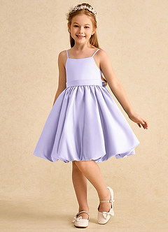 Azazie Davine vestidos de niña de las flores Vestido de Lila de Satin Mate de Corte En A con Tirante Espagueti image5