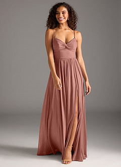 Azazie Zeya Bridesmaid Dresses Cedar Rose A-Line Pleated Mesh Dress image4