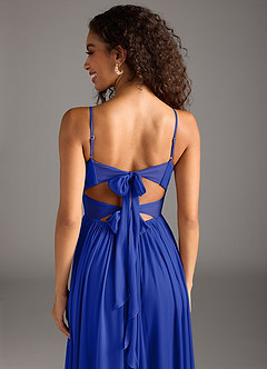 Azazie Zeya Final Sale Royal Blue A-Line Pleated Mesh Dress image8