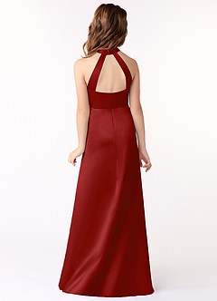 Azazie Laurel Junior Pomegranate A-Line Stretch Satin Dress image3