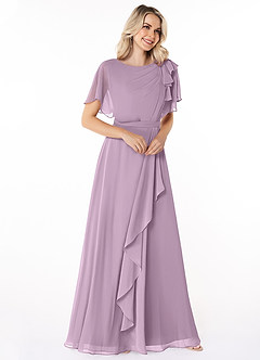 Azazie Aaliyah Modest Bridesmaid Dresses A-Line Scoop Pleated Chiffon Floor-Length Dress image3