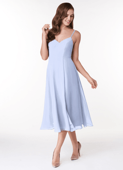 Azazie Clarissa Brautjungfernkleider A-Linie V-Hals Chiffon Kleid Eis image4