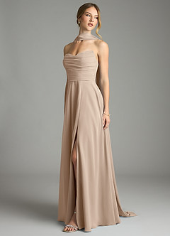 Azazie Ayla Abiti da Damigella Abito A-Line in Chiffon Scollo a Cuore Taupe image8