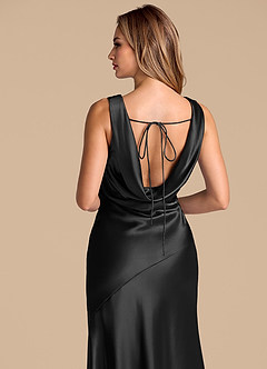 Azazie Rylina Vestidos de damas de honor Vestido de Negro de Satén Metálico de Corte Sirena image2