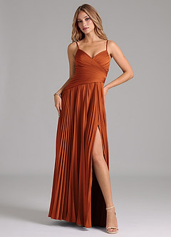 Azazie Vini Brautjungfernkleider A-Linie Plissee Stretch-Satin Kleid Kanel image1