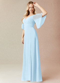 Azazie Cierra At-home Try On Dresses Wisteria A-Line V-Neck Chiffon Dress image4