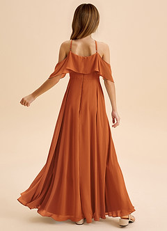 Azazie Tessabelle Junior Cinnamon A-Line Off the Shoulder Chiffon Dress image2