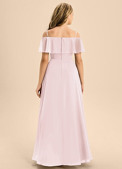Azazie Maggie Junior Blushing Pink A-Line Off the Shoulder Chiffon Dress image6