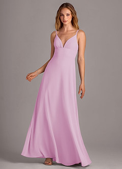 Azazie Amina Bridesmaid Dresses Candy Pink A-Line Chiffon Dress image1
