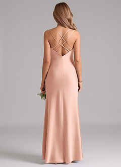 Azazie Suttona Brautjungfernkleider A-Linie Plissee Stretch-Satin Kleid Roségold image3