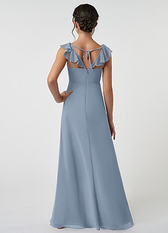 Azazie Amada Junior Dusty Blue A-Line Ruched Chiffon Dress image2