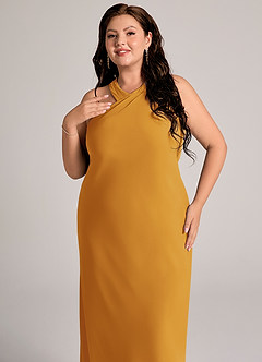 Azazie Doretta Bridesmaid Dresses Butterscotch Mermaid Pleated Chiffon Dress image11