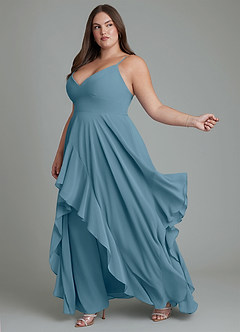 Azazie Zaina Abiti da Damigella Abito A-Line in Chiffon Bermuda image10