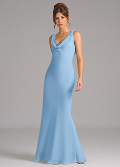 Azazie Rylina Bridesmaid Dresses Powder Blue Mermaid Pleated Chiffon Dress image5