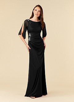 Azazie Magdalene Mère de la mariée Robes Robe Fourreau en Maille Paillettes Noir image1