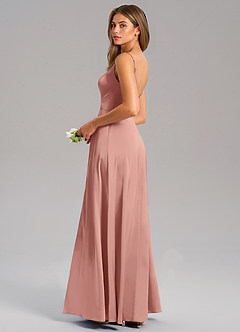 Azazie Talina Bridesmaid Dresses Rosette A-Line Stretch Satin Dress image6