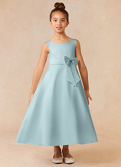 Azazie Lindy Final Sale Mist A-Line Pleated Matte Satin Dress image2