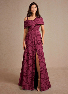 Azazie Milton Mother of the Bride Dresses Burgundy A-Line Pleated Floral Burnout Dress image6
