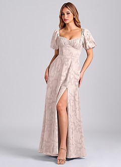 Azazie Mirian Robes de demoiselle d'honneur Robe Trapèze en Blumen-Burnout Encolure en Forme de Cœur Rose Pâle image4