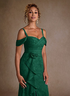 Azazie Irene Mother of the Bride Dresses Emerald A-Line Off the Shoulder Floral Burnout Dress image7