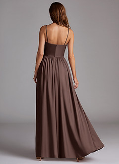 Azazie Calianna Bridesmaid Dresses Ganache A-Line Off the Shoulder Stretch Satin Convertible Dress image4