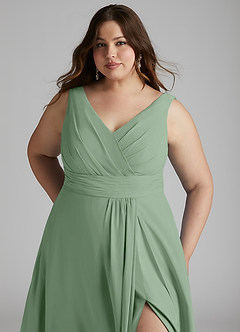 Azazie Karina Bridesmaid Dresses Matcha A-Line Pleated Chiffon Dress image11