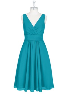 Azazie Kyla Vendita Finale Abito A-Line in Chiffon Plissettato Giada image6