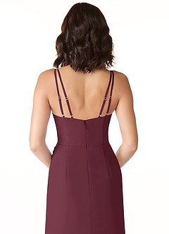Azazie Leo Bridesmaid Dresses Cabernet Mermaid V-Neck Pleated Chiffon Dress image6