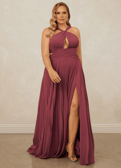 Christian Siriano Bridal for Azazie 1009 Bridesmaid Dresses Merlot A-Line Pleated Chiffon Dress image9