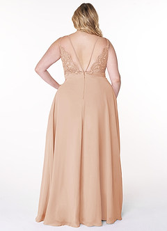 Azazie Lennon Abiti da Damigella Abito A-Line in Chiffon Pizzo Rosa Inglese image8