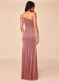 Azazie Kala Bridesmaid Dresses Dusty Rose A-Line One Shoulder Velvet Dress image2