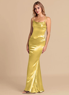 Azazie Sorrel Brudepigekjoler Havfrue Korset Metallisk satin Gulv-længde Kjole image4