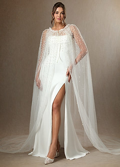 front Mantella in tulle con perle a cascata