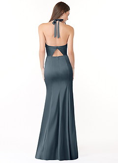 Azazie Emeria Robes de demoiselle d'honneur Robe Sirène en Satin extensible Plissée Violet Crépusculaire image4